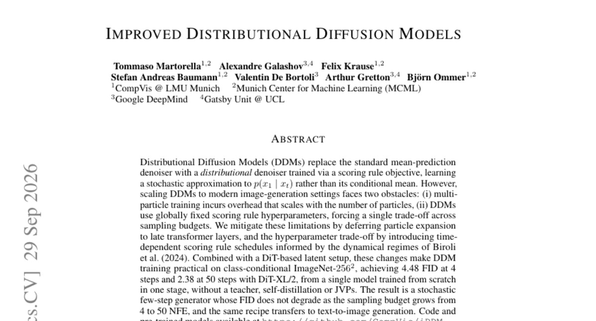 NeuraLogs's tweet photo. Distributional diffusion just solved its scaling bottleneck: replacing mean-prediction with a distributional denoiser via scoring rules. https://t.co/WgHU4UMWFy