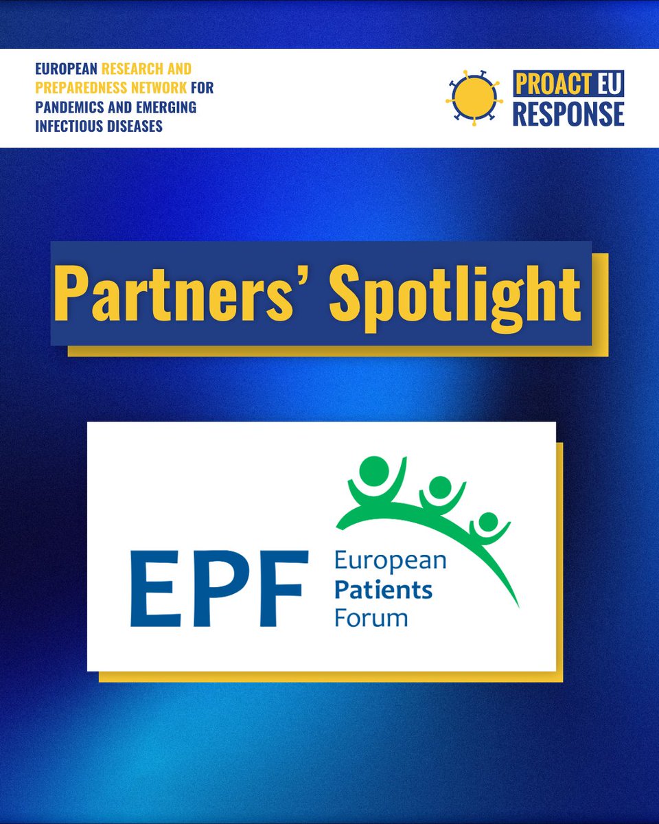 EUPROACT's tweet photo. 🔦 #PartnerSpotlight: Meet @eupatientsforum, a PROACT EU-Response partner bringing the patient perspective into pandemic preparedness and clinical research. EPF supports patient involvement across the project, including through our Patient Advisory Group. https://t.co/nVIun1RMmJ
