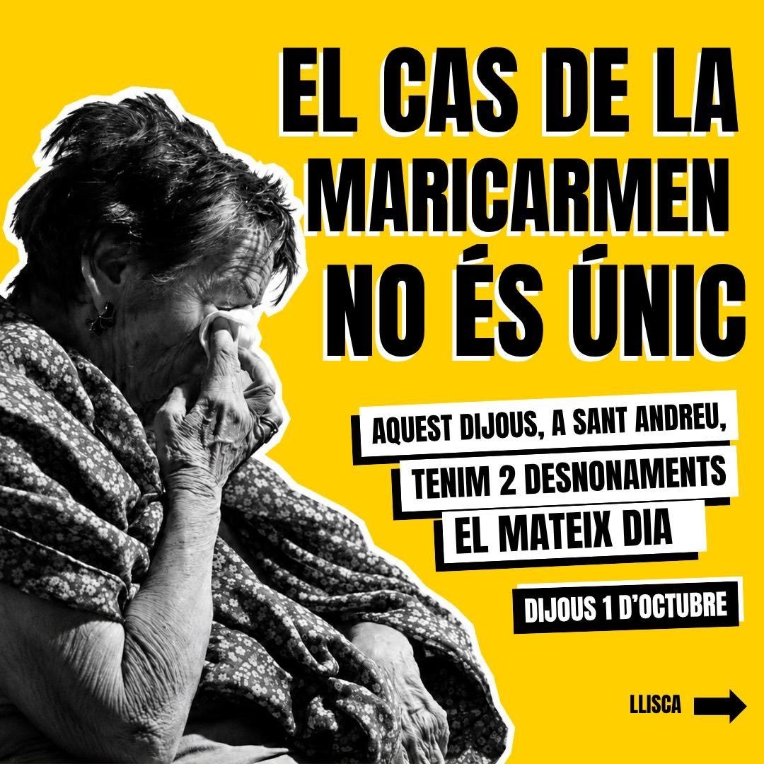 HabitatgeVKK's tweet photo. Demà hi ha 2 desnonaments a Sant Andreu i a la Trini Vella. Hi veureu molta gent posant el cos, venint des de molts barris de Barcelona i, fins i tot, de fora. Qui segur que no us hi trobareu mai és a xusma rendista com en @GonBernardos. https://t.co/VVNpnsWQbE
