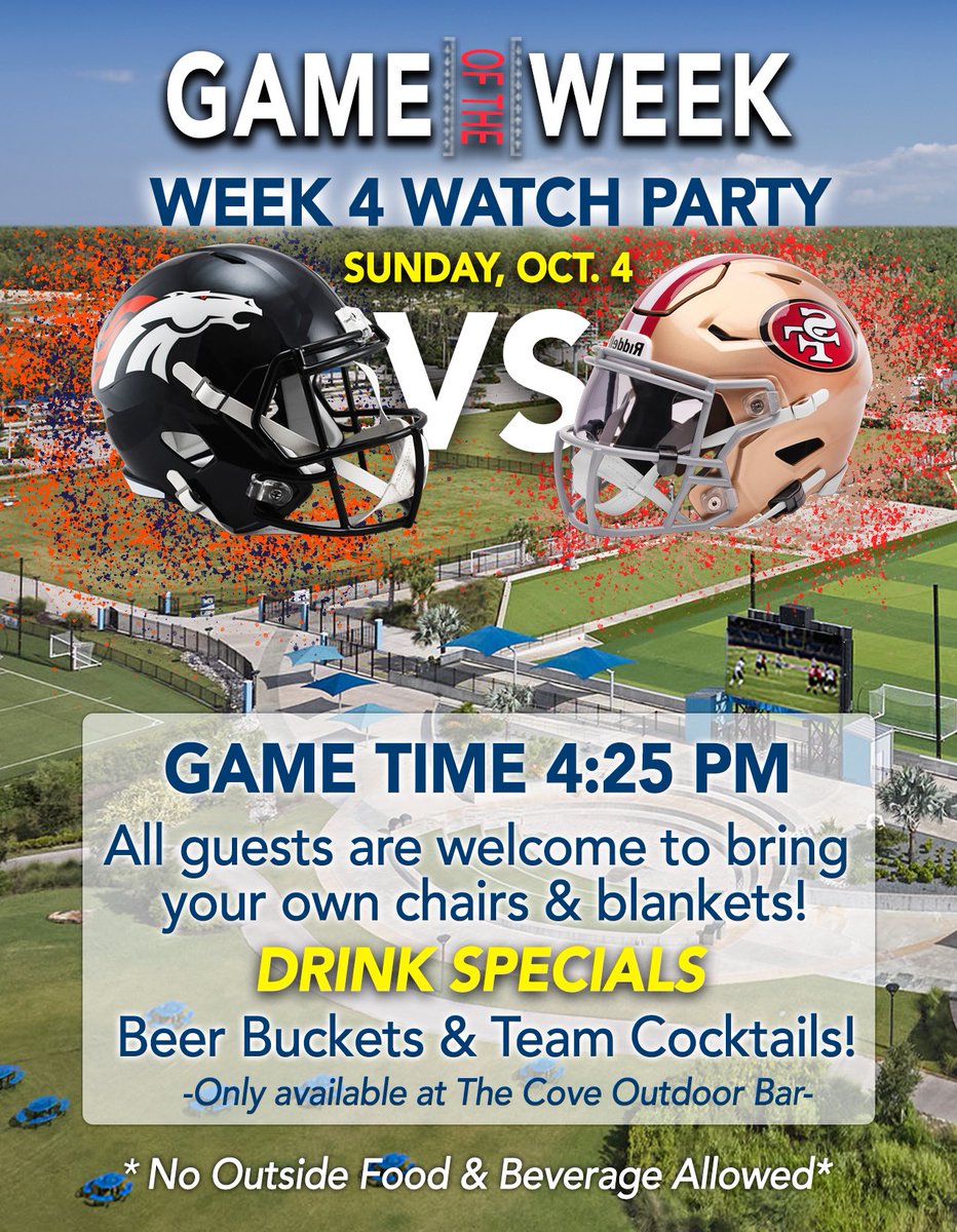 PCSCNaples's tweet photo. 🏈 WEEK 4 WATCH PARTY IS HERE! ENTRY IS FREE!

Grab your chairs, bring a blanket, and invite your crew to watch the action outdoors on our 40-foot Jumbotron! 📺

🍻 Bucket Specials (5 Bottles/Cans)
Ultra- $20
Modelo- $25
Corona- $25
Nutrl- $30 https://t.co/6ebTc0AUax