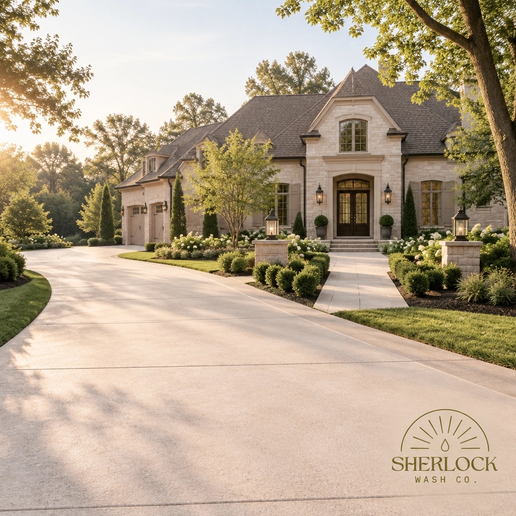SherlockWashCo's tweet photo. The first 15 seconds matter. In Williamson County and Franklin, buyers notice driveways and walkways first. Make them listing-ready with professional exterior cleaning. Nashville, TN #LuxuryRealEstate https://t.co/GU1ClRxv6L