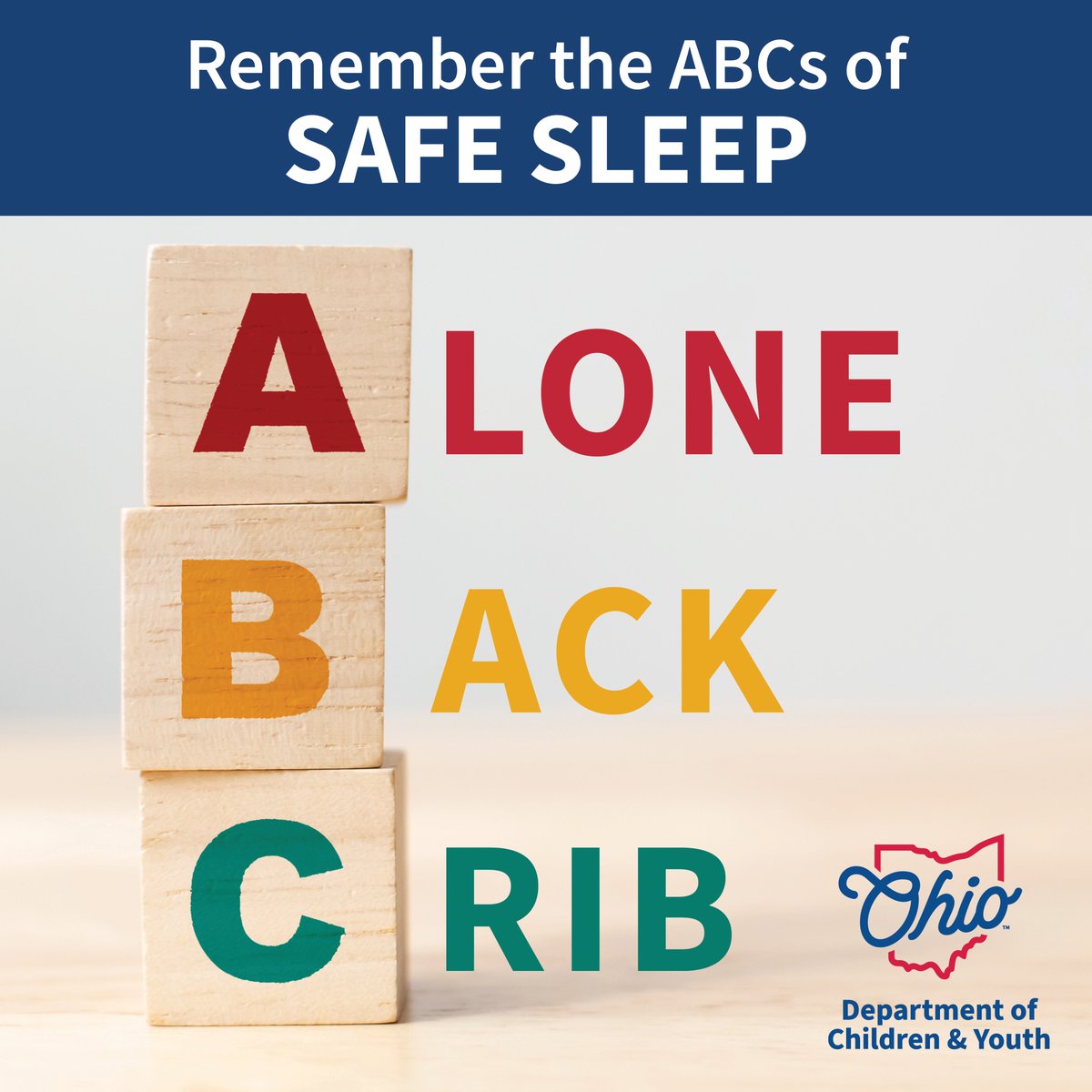 OhioDCY's tweet photo. October is SIDS Awareness Month.
Let’s spread the word about safe sleep and support families affected by Sudden Infant Death Syndrome.
Remember: Alone, Back, Crib. #SIDSawareness https://t.co/3k58h0tRHK
