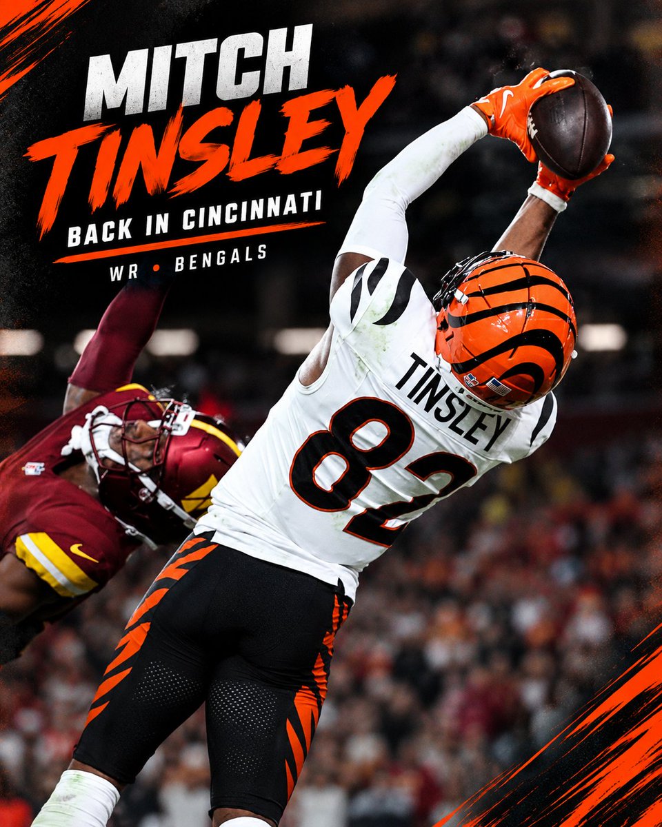cbengalsfans15's tweet photo. 🐅 MITCH TINSLEY IS BACK IN CINCINNATI! 🧡🖤

The Bengals are bringing Tinsley back to the roster. Time to make the most of the opportunity. 👀🔥

Welcome back, Mitch!

WHO DEY! 🐅

#Bengals #MitchTinsley #WhoDey https://t.co/sbVSyugpCW