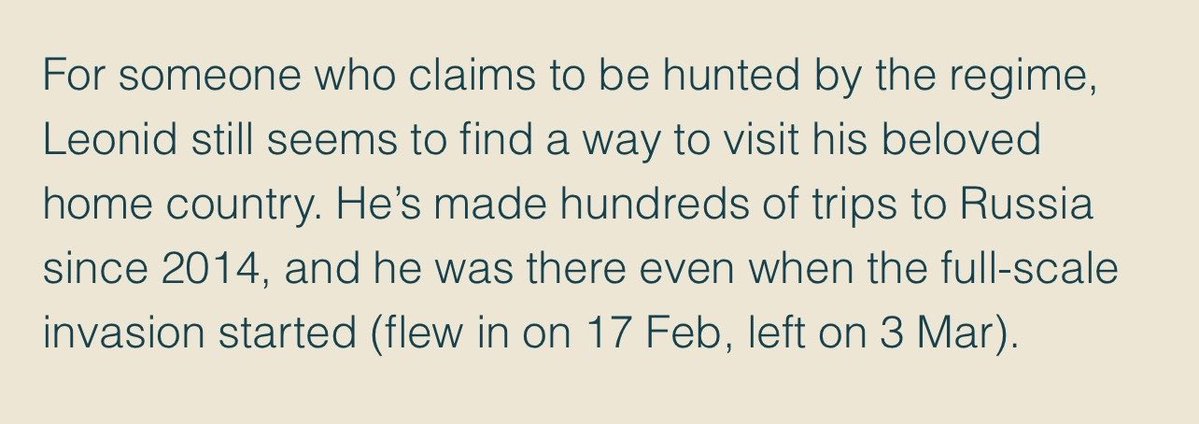 Baltic_Takes's tweet photo. One slight correction here. Ragozin hasn’t had that much time to miss Russia. @P_Kallioniemi reported that he’s made hundreds of trips back to Russia since the start of the war (despite not mentioning it himself). He was there while ridiculing people for being concerned about the full scale invasion. He was also there during the full scale invasion.