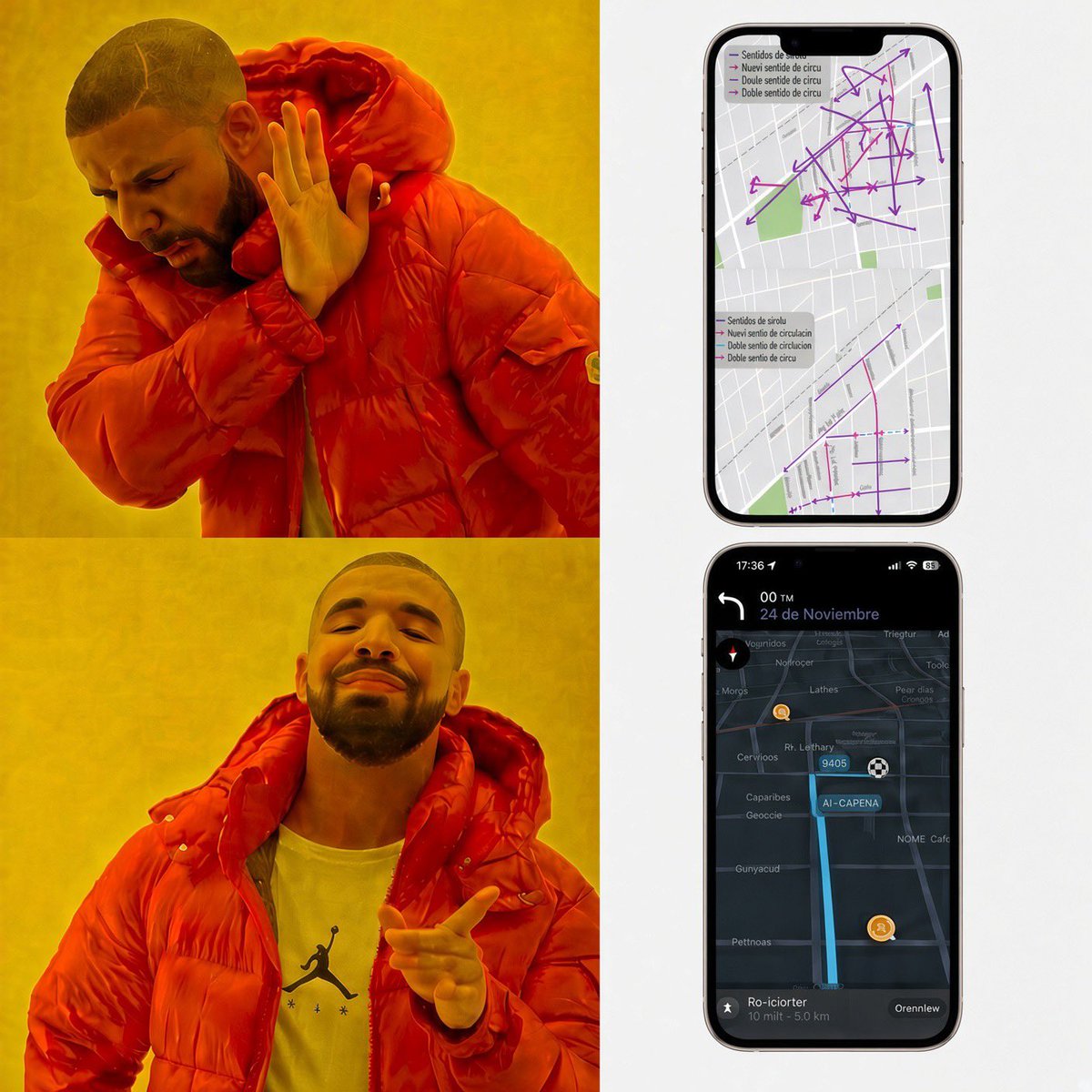 WazeArg's tweet photo. No te vuelvas loco. 
Tenemos el mapa ajustado en Waze. Gracias al trabajo conjunto con @BAInfraest y @BAMovilidad https://t.co/r8MeLDfciX