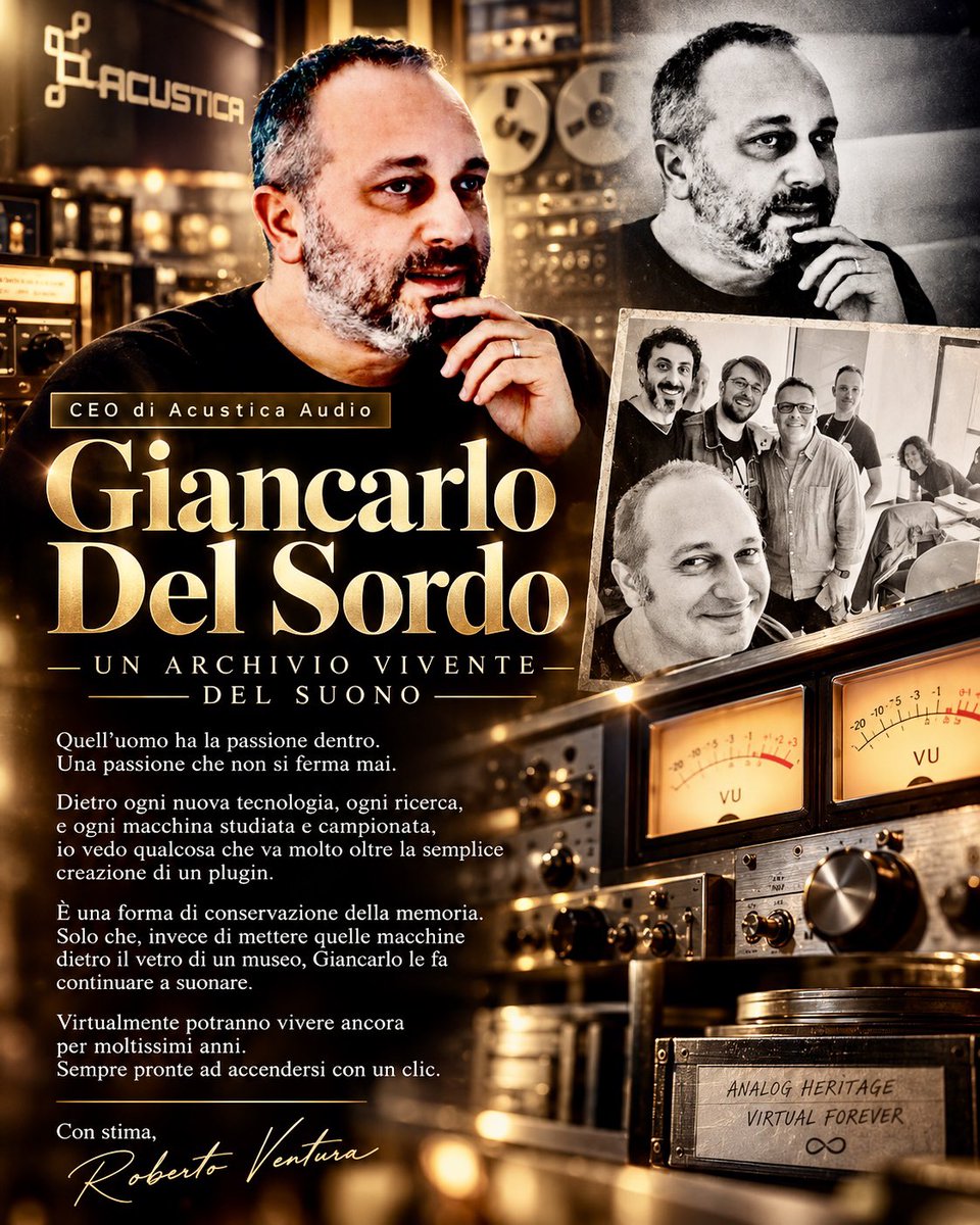 TOBSTUDIO's tweet photo. Ci sono persone che stimo per quello che hanno realizzato.
E poi ce ne sono altre che stimo soprattutto per il modo in cui continuano a farlo, anno dopo anno, senza perdere mai quella scintilla che le ha fatte cominciare.

Giancarlo Del Sordo, CEO di Acustica Audio https://t.co/xh9YnwFnOS
