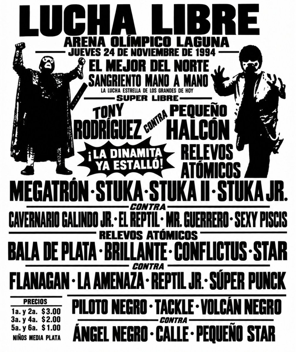 JrStuka's tweet photo. 🕰️ ESTE MIÉRCOLES DEL RECUERDO LES COMPARTO DOS CARTELES QUE GUARDAN PARTE DE MI HISTORIA 🔥

Tenía 15 años y un sueño que apenas comenzaba a tomar vuelo ✈️

📍 24 de Noviembre de 1994 Arena Olímpico Laguna. Con apenas 15 años mi nombre ya aparecía junto a mis hermanos @joel García STUKA y Dandy García.

Hoy lo veo y recuerdo a aquel muchacho de la laguna, con toda una vida por delante y unas ganas enormes de abrirse camino en la lucha libre. 

En Febrero del 2005 llegue al CMLL. Y el segundo cartel del 18 de noviembre de ese mismo año muestra otro capítulo de mi historia en la Arena Mexico. 

Entré estos dos recuerdos hay años de entrenamiento, sacrificios y kilómetros recorridos detrás de un sueño.

ORGULLOSO DE MIS RAÍCES Y CON HISTORIA POR ESCRIBIR. ¡ EL VUELO CONTINÚA! ✈️🔥

Los leo 👀👇🏽 

#tbt #fblifestyle #wbw #StukaJr #miercoles #DE  #recuerdos