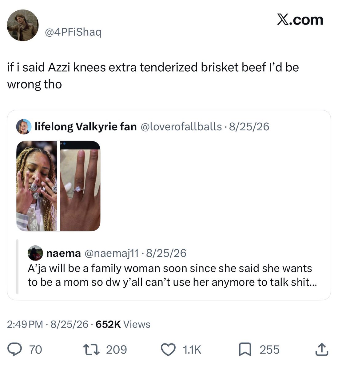 DB477135's tweet photo. And fuck giving grace. The difference is we keep it strictly hoops and skills without resorting to the vile shit some Lynx fans threw at Azzi this season. You don't get to be nasty towards her and then demand grace when the tables turn. The likes on this??? Fuck y’all. https://t.co/qoDBDRZX3h