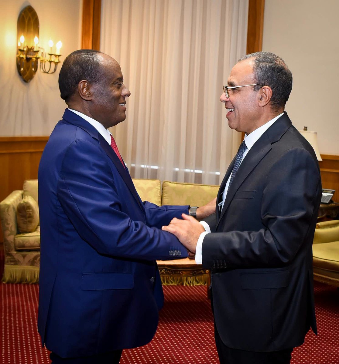 GhideonMusa's tweet photo. Mr. Hagos Ghebrehiwet, Economic Advisor to the President of Eritrea,  met Foreign Minister of Egypt Dr. Badr Abdelatty in Cairo today. The talks focused on advancing bilateral economic cooperation in line with the directives of both countries’ leaderships, including greater Egyptian private-sector participation in Eritrea’s energy, industry, infrastructure, trade and fisheries sectors.

Egypt reaffirmed its readiness to provide technical and training support and highlighted the upcoming Science Forum Africa (2–4 October) as a platform for African investment partnerships. Both sides agreed to continue close consultation on issues of mutual interest and regional stability.
#Eritrea #Egypt