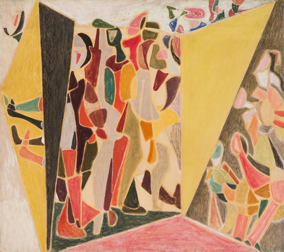 polmastersofart's tweet photo. Maria Jarema - Teatr (tempera na papierze, 78,5 x 88,5 cm), 1950, Muzeum Sztuki w Łodzi. #PolishMastersofArt https://t.co/XpRaLhlzVE