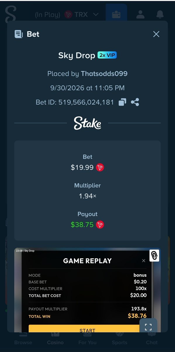 Thatsodds's tweet photo. @KishtaLabs My gut it telling me to pick Sky Drop so i straight it to it and damn my money just got double this is the first time i played this slot  and didnt dissapoint me

casino: 519566024181

stake: Thatsodds099 https://t.co/L913s7q9WM