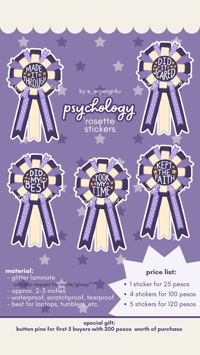 _eigengr4u's tweet photo. wts/lfb psychology stickers

hello po #rpmtwt ! kakapalan ko na mukha ko 🥹 initially, i created these stickers for my college batch but since i just graduated and need to fund myself, i will be selling them here online too! 

engaging with this post is greatly appreciated 🤍 https://t.co/YvKEGfC9mG