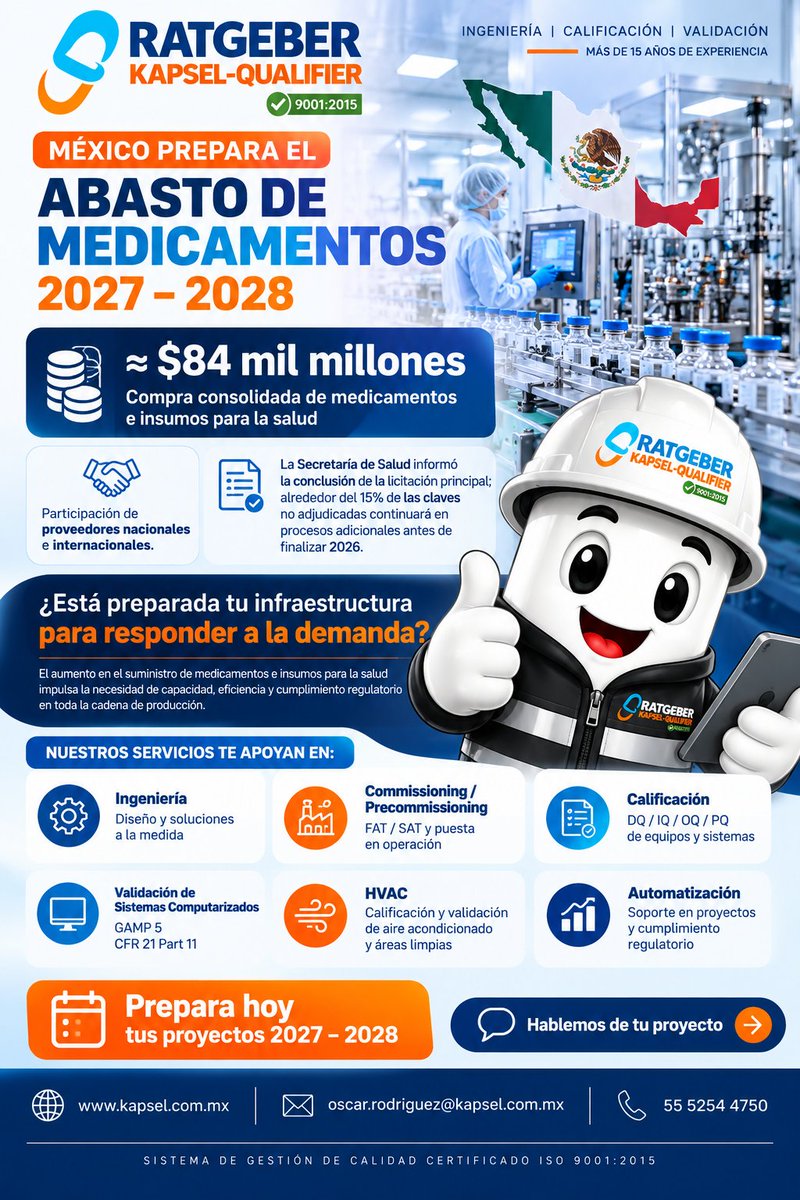 kapsel3's tweet photo. 📰 GACETA FARMACÉUTICA KAPSEL | Actualidad del sector

Esta edición reúne 5 temas relevantes para la industria farmacéutica en México.

🔵 Información que impacta a la industria. Ingeniería que ayuda a prepararse para lo que viene.

#GacetaKapsel #IndustriaFarmacéutica #México https://t.co/deLBEyn2Nm