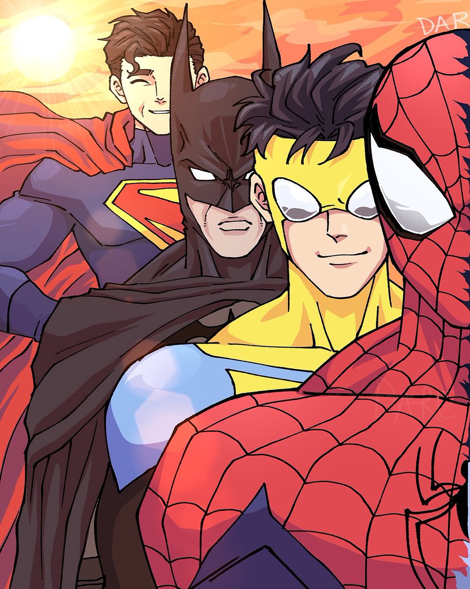 famousmanaz32's tweet photo. That Batman on the right isn’t Terry. Bruce wore the black-and-red suit first before passing it down to Terry.

 Would Bruce have ever given Terry the suit if he was still at his peak? https://t.co/1nJEj0nnlL