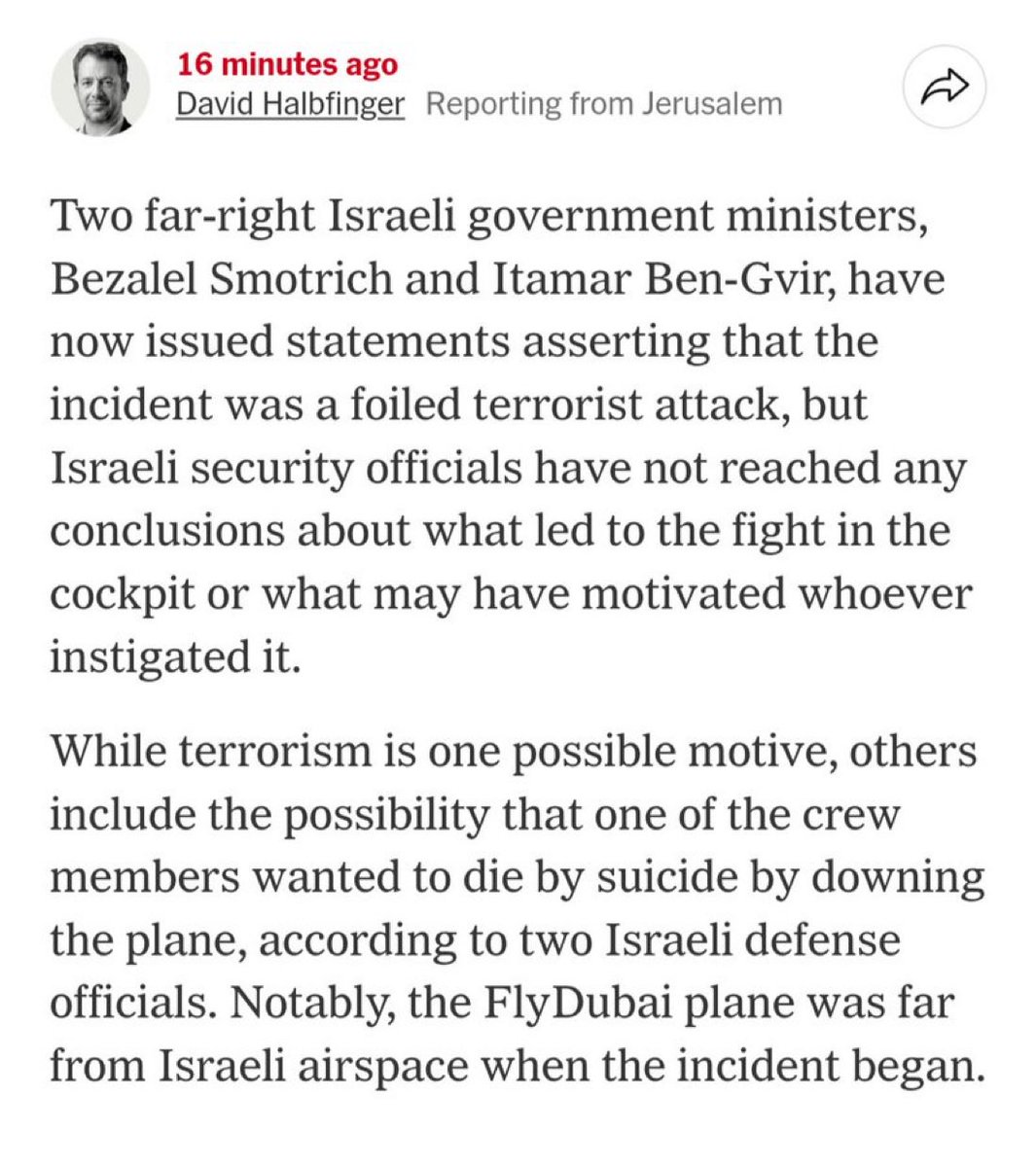 DrewPavlou's tweet photo. The Omani hijacker screamed “ALLAHU AKBAR” but the New York Times says that terrorism is only one possible motive. https://t.co/LDlyqnqeO8