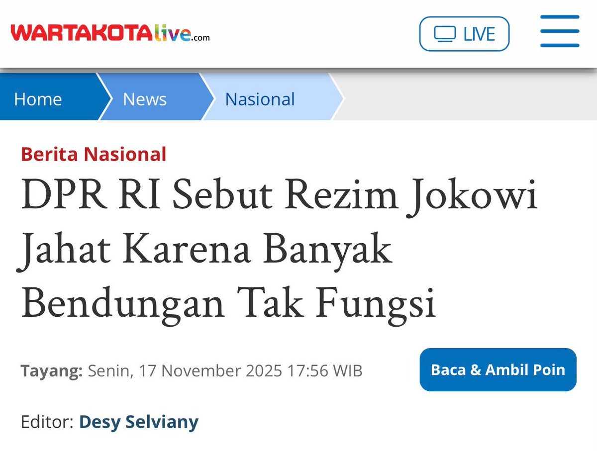 Mdy_Asmara1701's tweet photo. MENOLAK LUPA! BENDUNGANNYA EMANG MEGAH, TAPI FUNGSINYA ZONK!

Gila sih, kaget bgt denger fakta aslinya soal bendungan2 era Jokowi yg sering dibanggain itu. Udh ngabisin duit triliunan, tp ternyata bnyk yg useless krn airnya gk nyampe ke sawah petani. https://t.co/PRfgDiZTqt