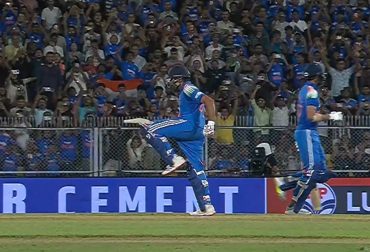 SPORTYVISHAL's tweet photo. This celebration of Rohit Sharma is telling, there was and is happening many things behind the camera.

And Hitman is replying all those politicians and haters with this celebration 🥹🔥. https://t.co/f9BgJ3x4xZ