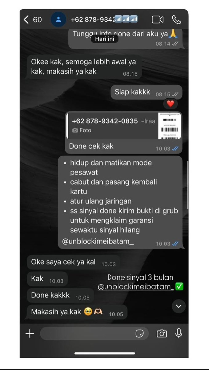 CyliaaStore_'s tweet photo. ☎️:https://t.co/KrGcKBeSGJ
WTS JASA UNBLOCK DAN UNLOCK, BUAT JARINGAN IMEI BERMASALAH BISA ATASI DI SINI
✅BEACUKAI
✅3 BULAN 
✅TRY ONLY 

DONE HITUNGAN JAM,AMAN DAN BERGARANSI….ORDERAN FAST https://t.co/uBoqwiGMUt