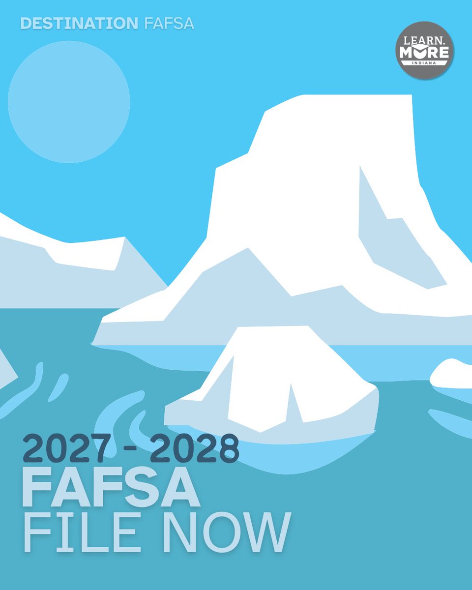 learnmorein's tweet photo. The 27-28 FAFSA is OPEN! The FAFSA is a free, online application that determines your eligibility for federal and state financial aid, including grants, work-study funds, and loans. Let's break the ice with this important application as we begin our journey to Destination FAFSA! https://t.co/z58yr4UcCZ