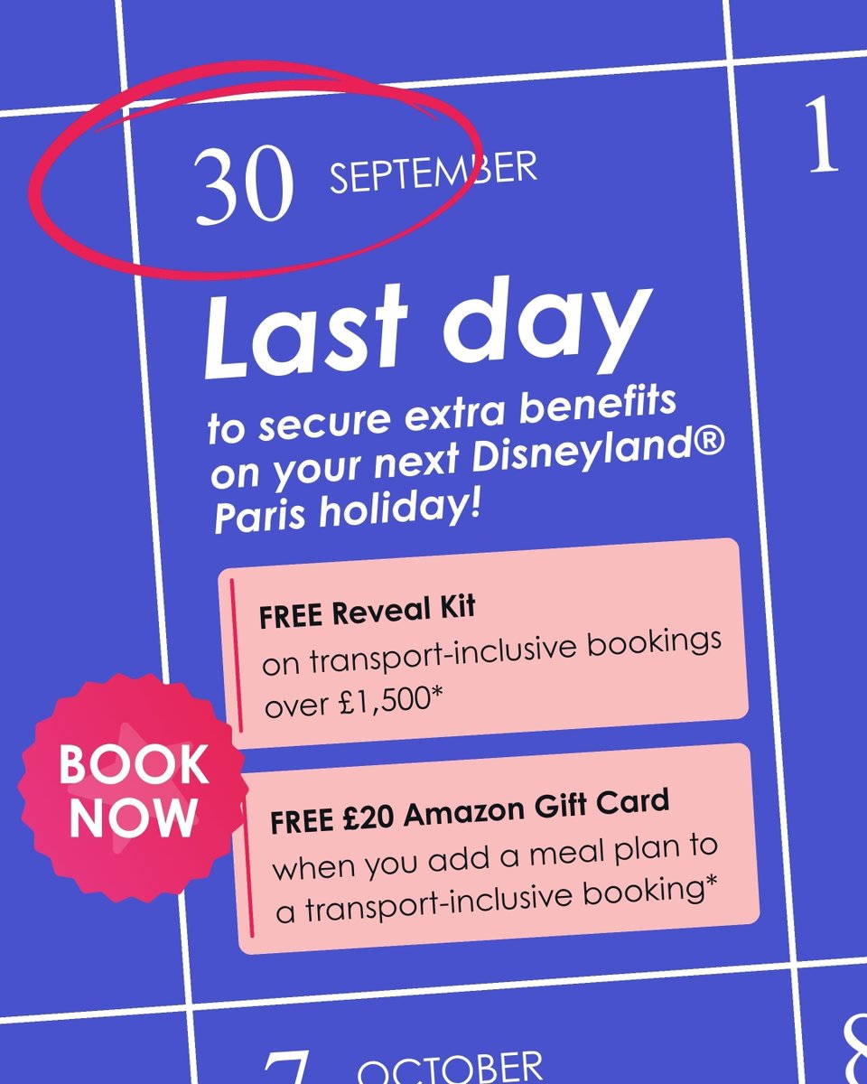MagicBreaks's tweet photo. Today is the final day to take advantage of our special offers when booking your next Disneyland® Paris adventure with MagicBreaks 💝
 
📞 Speak to our Disney specialists or visit our website for a personalised quote.
 
*Terms and conditions apply.

#MyMagicBreak #DisneylandParis https://t.co/xIhrvAfwtx
