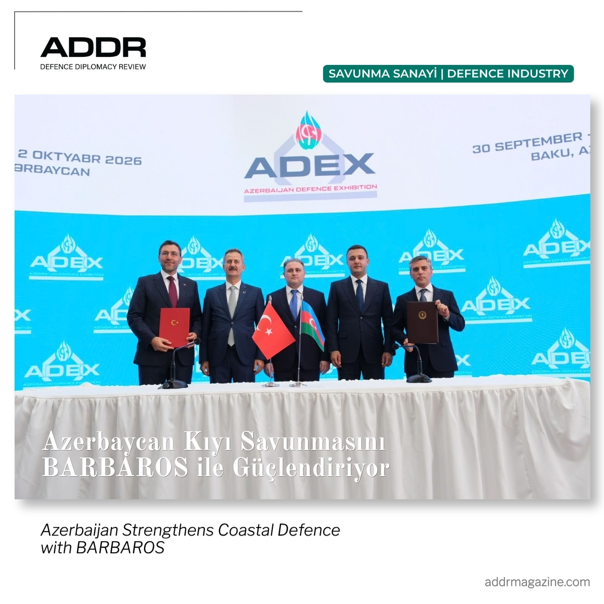 ADDRMagazine's tweet photo. TR
Azerbaycan BARBAROS Kıyı Savunma Sistemi’ni envanterine katıyor.
@roketsan ile Azerbaycan arasında ADEX 2026’da imzalanan sözleşmeyle ATMACA ve ÇAKIR kullanabilen mobil BARBAROS sistemi Azerbaycan’a tedarik edilecek.
#ROKETSAN #BARBAROS #Azerbaycan #ADEX2026
----
EN
Azerbaijan will procure the BARBAROS Coastal Defence System.
The contract signed with ROKETSAN at ADEX 2026 covers the mobile BARBAROS system, capable of operating with ATMACA and ÇAKIR missiles.
#ROKETSAN #BARBAROS #Azerbaijan #ADEX2026
Link: https://t.co/qaQV6MDAvj