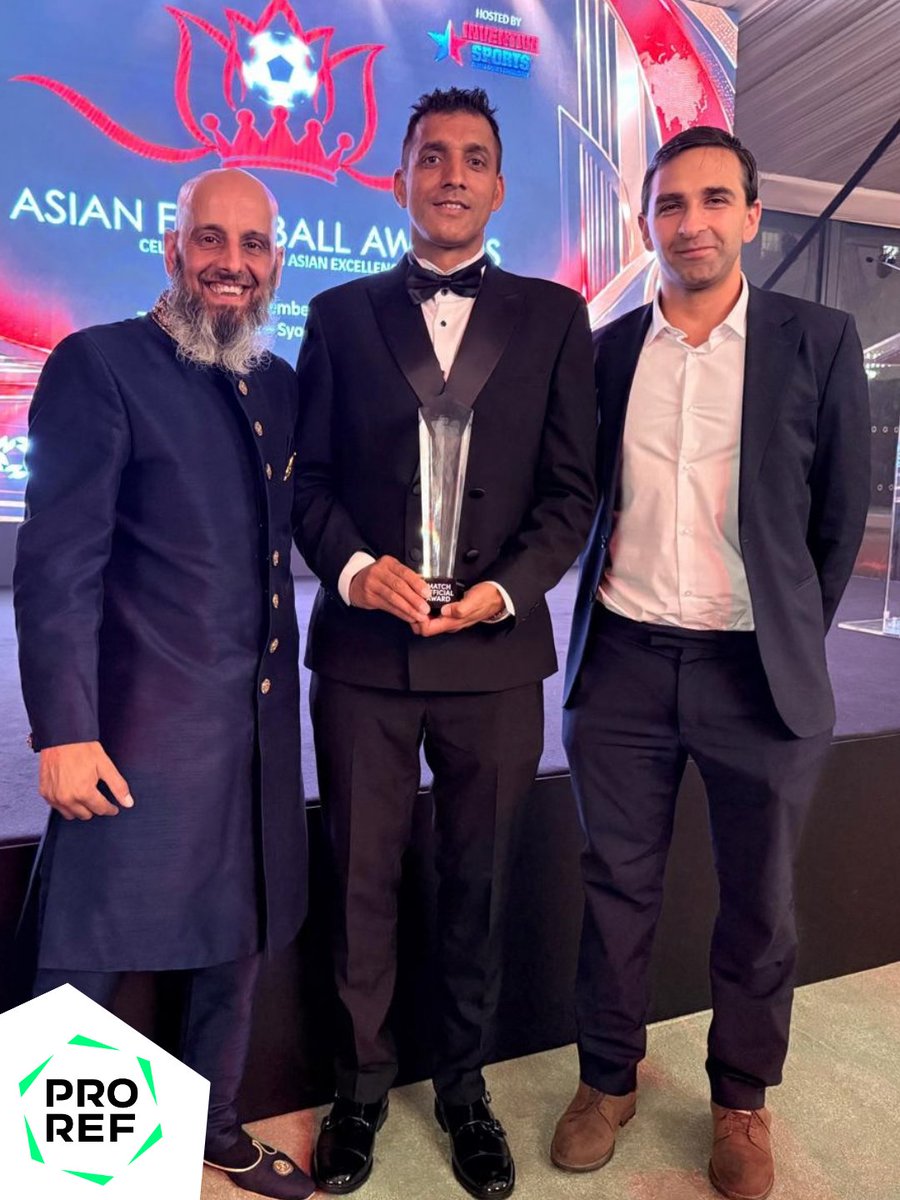 prorefofficial's tweet photo. Winners at the @AFootballAwards 🏆

Congratulations to Abid Hussain, who was named the inaugural Match Official of the Year at the 2026 Asian Football Awards. Abid was part of the original CORE X cohort and has since progressed to Level 2 as a match official.

Mo Matadar was also honoured with a Special Recognition Award for his services to refereeing. A former FIFA assistant referee, Mo now supports the next generation of referees through his role at The FA 👏