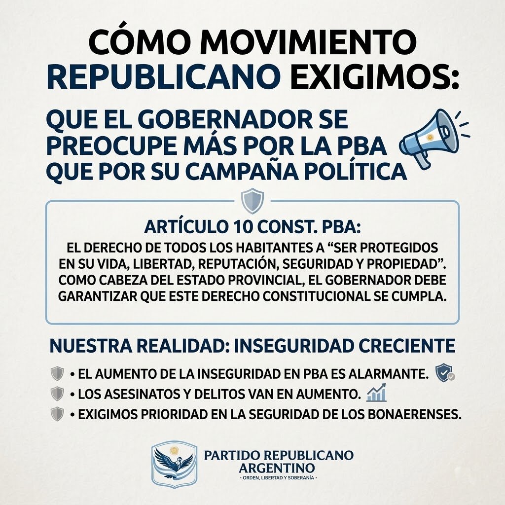PRArgoficial's tweet photo. Los bonaerenses necesitan un gobernador enfocado en gestionar, no en hacer campaña. @Kicillofok , haga su trabajo.
#PBA #Argentina #Seguridad https://t.co/g9KVxd4wZI