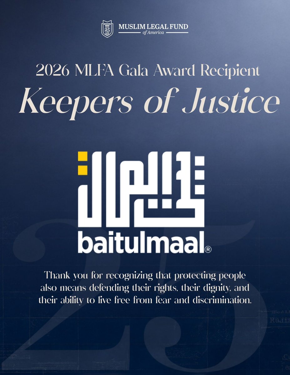 MLFA's tweet photo. At MLFA's 25th Anniversary Gala, we will honor Cecillia Wang, Dr. Aminah Knight, Ed.D, and Baitulmaal as our 2026 Keepers of Justice awardees!​

Join us as we celebrate their work and the legacy they continue to build.​

https://t.co/fXDfaI4B3a https://t.co/uVStZcp3sN