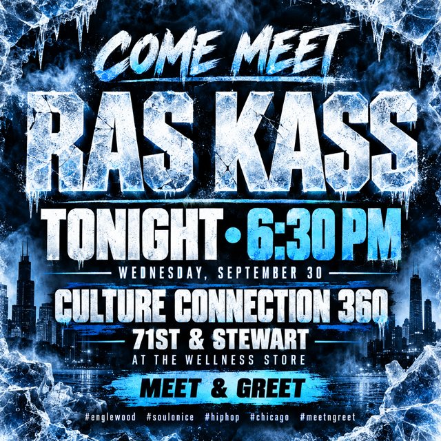bigsmokeltd's tweet photo. Come and chop it with the Waterproof MC tonight at 6:30! @RasKass #SoulOnIce #30thAnniversary #BigSmoke #ChicagoEverywhere #DirtyFor30 https://t.co/J07aaqGgNS