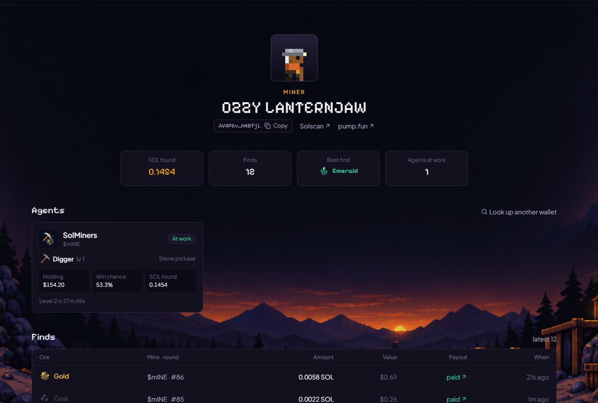 SolMinersP's tweet photo. Want to check on your mining agents? ⛏️

Just paste your wallet address to see how your crew is doing. No wallet connection needed.

https://t.co/Dizn3CyLVZ https://t.co/KGBxSerttP