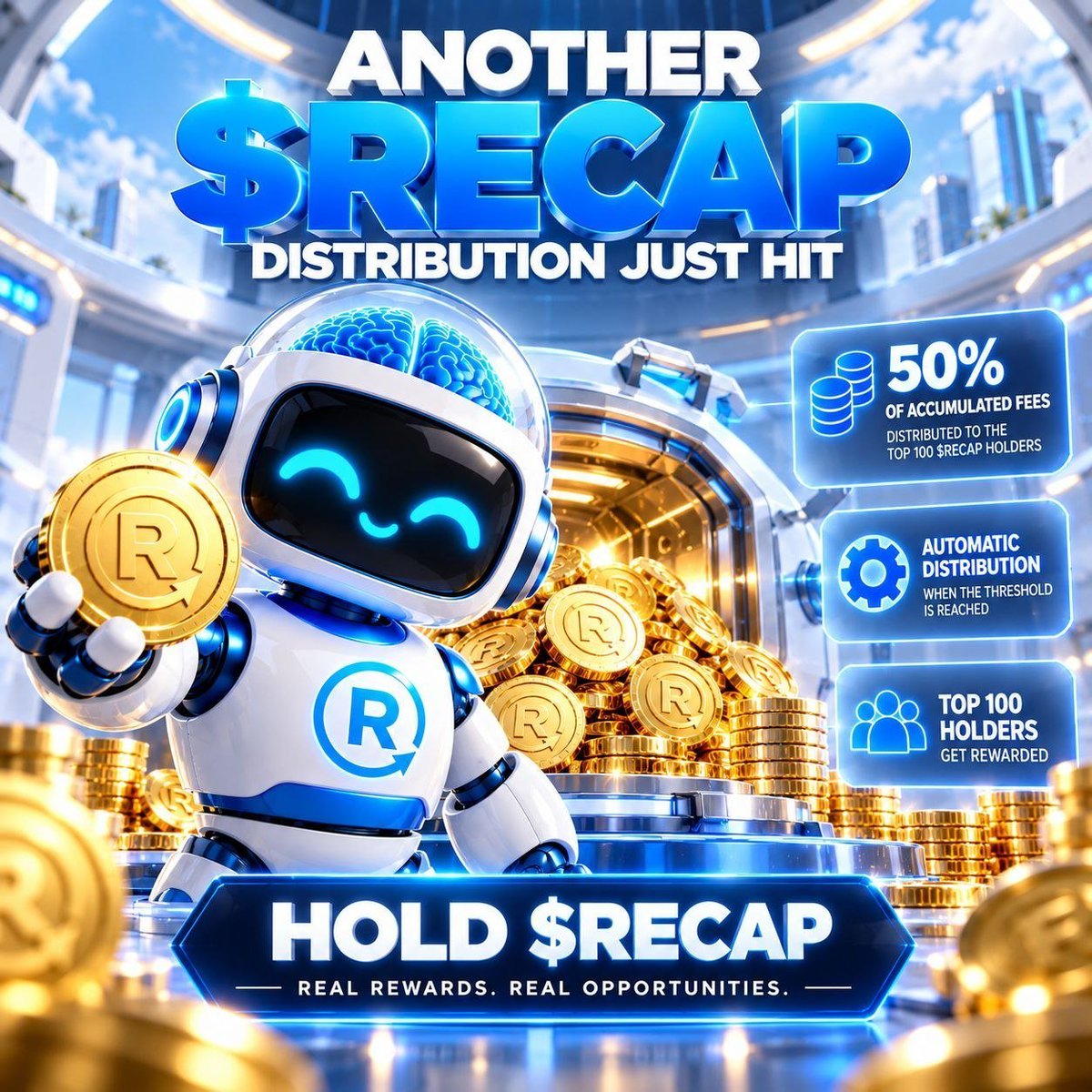 RecapThisBot's tweet photo. 🔥 ANOTHER $RECAP HOLDER DISTRIBUTION.

Powered by @BagsApp — 50% of eligible fees allocated to the Top 100 $RECAP holders, automatically distributed in SOL when the threshold is reached.

And this is where it gets interesting. 👀

$RECAP is becoming a real business — more products, more communities, more utility, more revenue.

Now imagine the volume when this machine scales.
Imagine being in the Top 100 before that happens.

This is only the beginning. 🧠🚀

Join us:
https://t.co/RCEeNs34iW