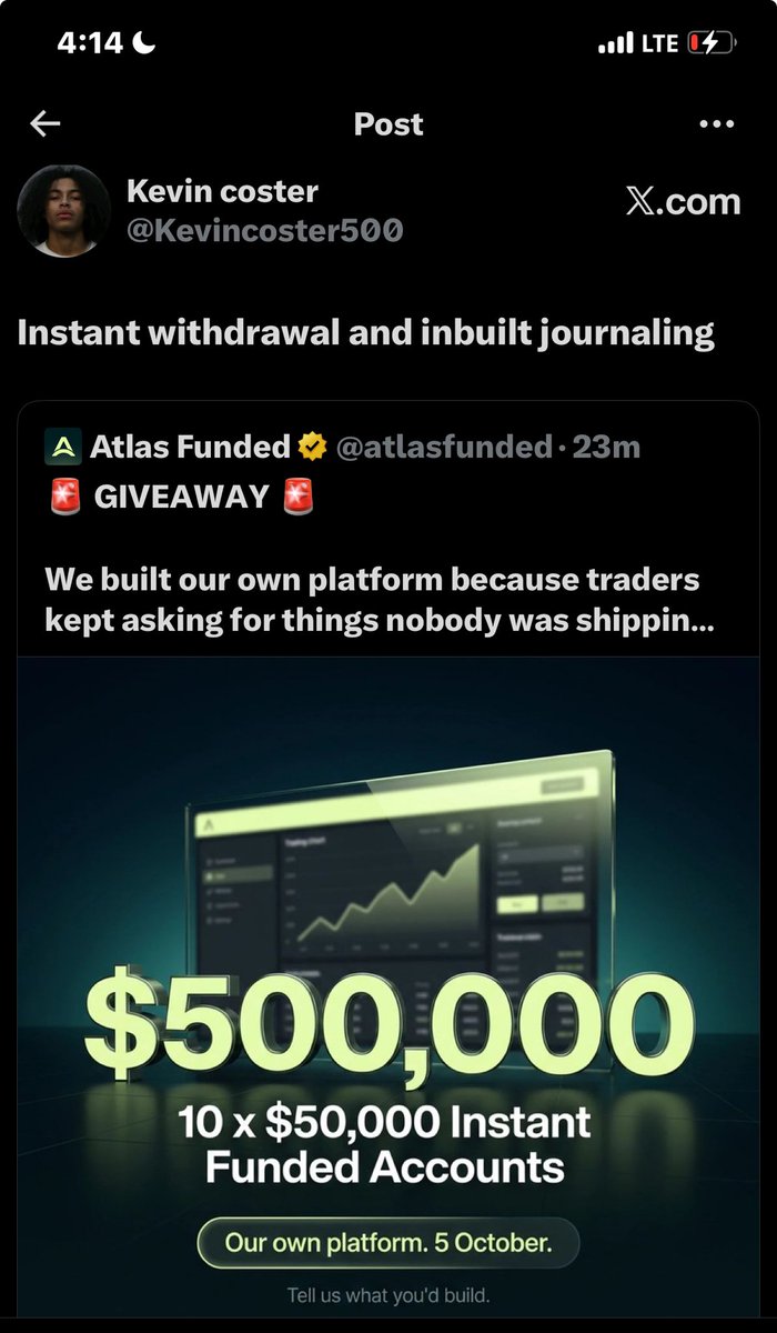 Kevincoster500's tweet photo. @atlasfunded Atlas is one one of the prop that I like but to make it better and different from other there needs to be a change https://t.co/NtiwT1UUV2