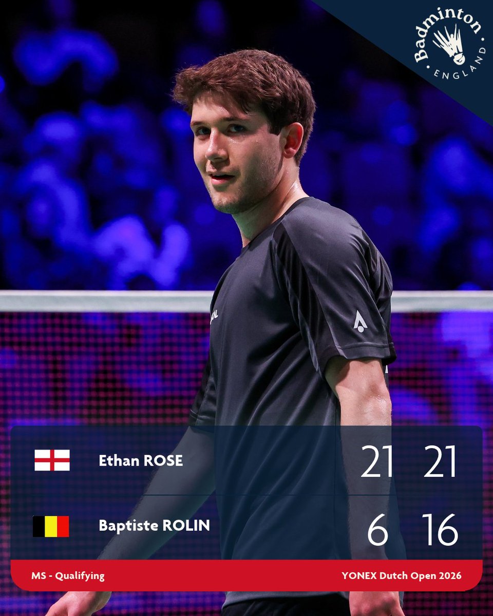 BadmintonEnglnd's tweet photo. Through to the main draw💪
Ethan Rose with two impressive wins today in the Netherlands to get through qualifying👏
The main draw starts tomorrow, with plenty more England stars in action🔥
#BElite
📸 @badmintonphoto https://t.co/Ij9BYlkDXv