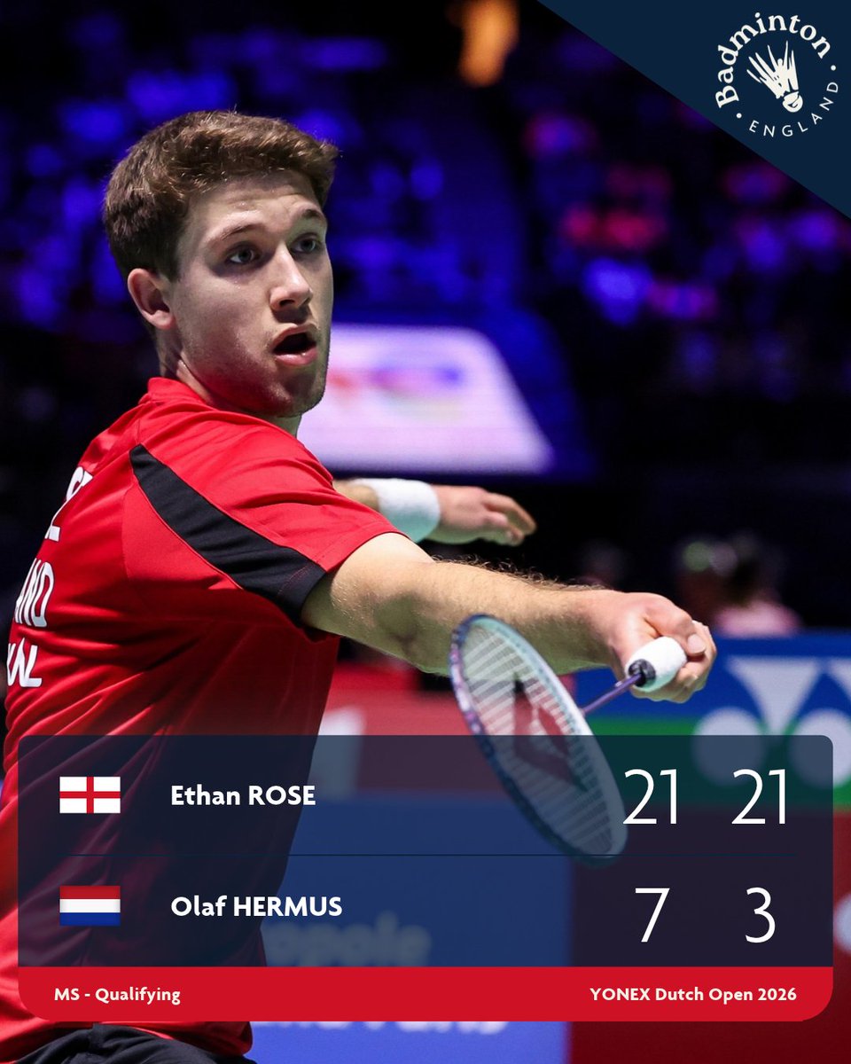 BadmintonEnglnd's tweet photo. Through to the main draw💪
Ethan Rose with two impressive wins today in the Netherlands to get through qualifying👏
The main draw starts tomorrow, with plenty more England stars in action🔥
#BElite
📸 @badmintonphoto https://t.co/Ij9BYlkDXv