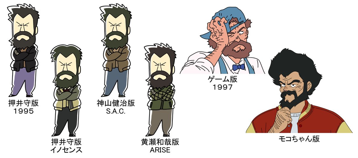 471yorumu's tweet photo. 歴代のイシカワを描き纏めてみました。序に動画にもしてみましたので、其方も是非御覧下さい→https://t.co/o5ObIGSXzA

＃士郎正宗　＃攻殻機動隊　＃Ghost_In_The_Shell　＃ゴーストインザシェル　＃集合絵　＃歴代　＃イシカワ https://t.co/FTf9VvJH7M