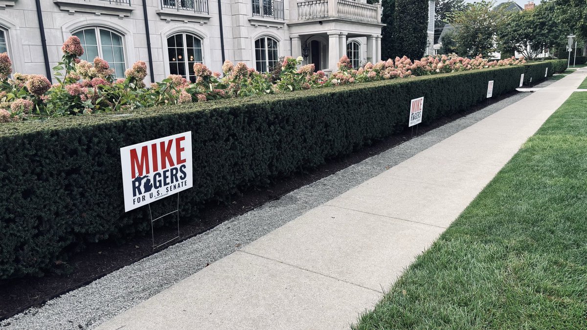 PattyLovesTruth's tweet photo. I live in a very liberal southeastern MI neighborhood. 

I am shocked by the number of @DemsForMike (Democrats for Mike Rogers) &amp; Mike Rogers signs in front yards everywhere! 

If my Dem neighbors are indicative of how Dems will vote-

@AbdulElSayed is going to LOSE BIGLY! https://t.co/11vGJXf0va