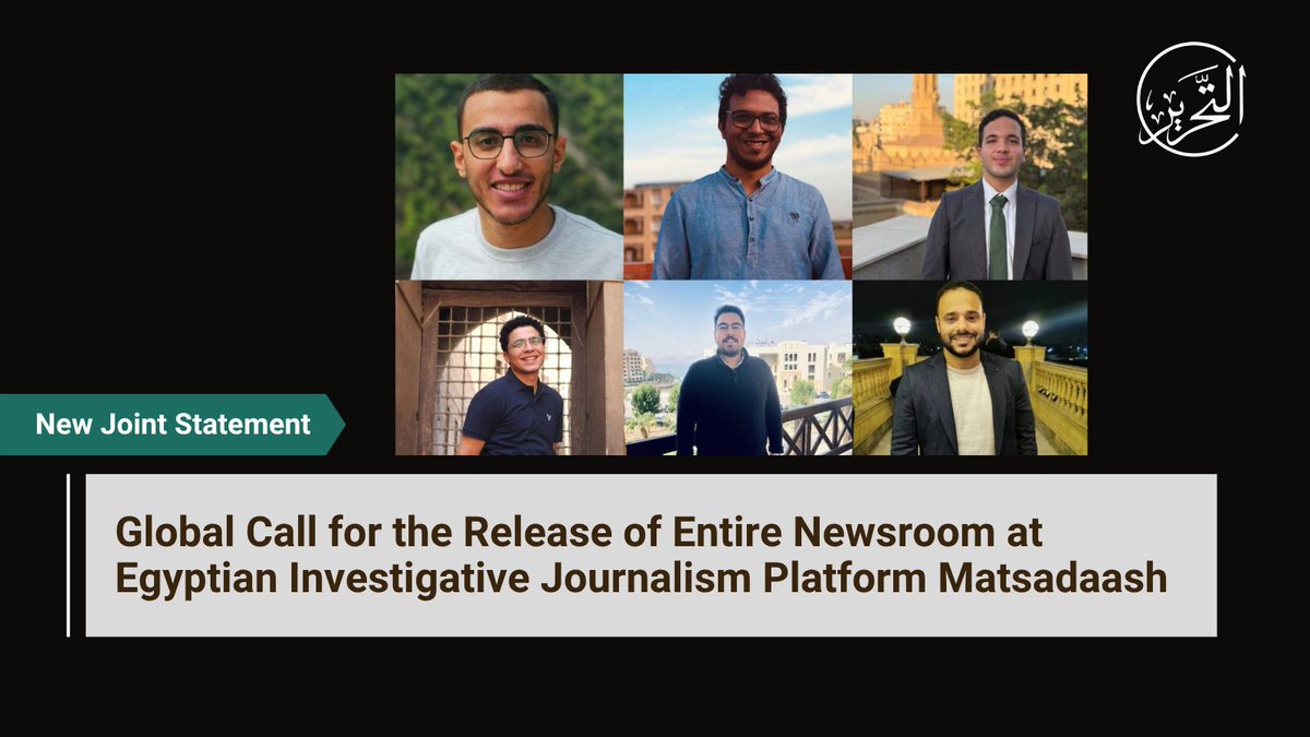 TimepDC's tweet photo. NEW: Following the arrest of @matsda2sh's entire newsroom, TIMEP joins partners to condemn the escalating crackdown on the independent Egyptian investigative journalism platform &amp; to call on authorities to immediately release the six detained journalists. https://t.co/cDKeJaNqH5 https://t.co/ZzMzOoSx3L