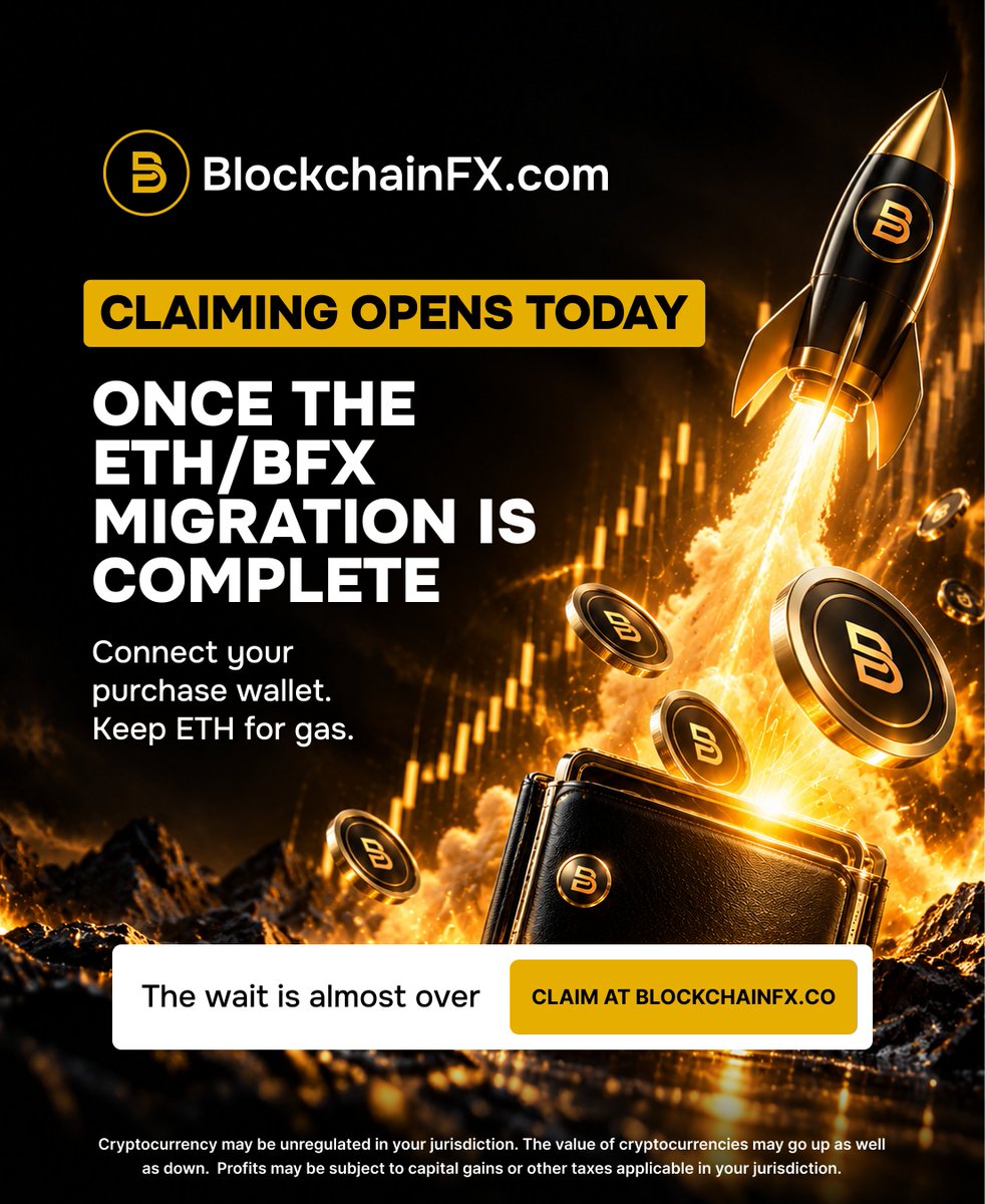 BlockchainFXcom's tweet photo. Token claiming opens today once the ETH/BFX migration is complete and the pair is live! 🚀

Before we kick things off, let’s look back at how BFX performed so far.

Today
30 days in,
BFX is trading at $2.37 on Uniswap
Over 47x its $0.05 launch price.

How do you claim?
Once claiming opens, visit https://t.co/kXzBYoyjq2, connect the wallet you used to purchase, and claim your tokens.

⛽️ Make sure you have enough ETH to cover gas fees.

Important Security Measurement:
During our last USDC/BFX launch, scammers targeted our community, and unfortunately, some holders lost funds.

To help protect everyone, we’ll restrict posting in our Telegram chat so scammers can't post phishing links.

We’ll continue posting updates, and our team will remain available 24/7 to answer questions and provide support.

Let’s keep the momentum going!

BFX to the moon 🌕🚀