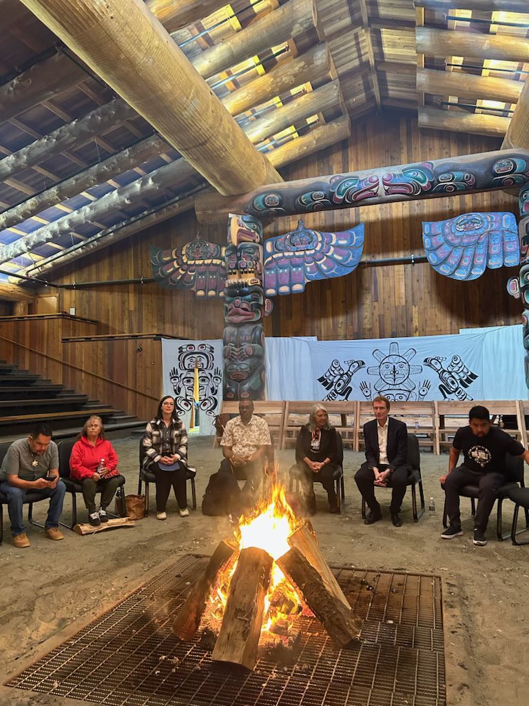 MarcMillerVM's tweet photo. Happy to be back in Port Hardy to see the  Na̱nt̕si Gukwdzi of the Gwa’sala-’Nakwaxda’xw Nations now fully built and serving as a space where the community can come together and keep its culture, traditions and languages alive. https://t.co/0gWBhooGib