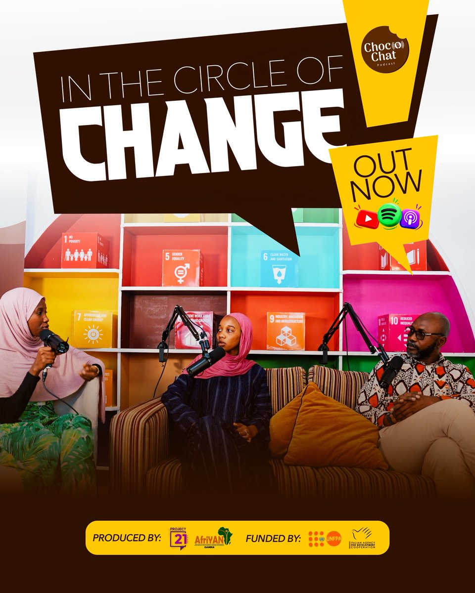 Project21plus's tweet photo. Episode 4 of ChocoChat Podcast is live … 🍫🎙️

A lot is being done around SRHR and Youth Leadership. 
Everybody’s Uncle Left reflects with us 🍫

Catch us now on YouTube, Spotify or Apple Podcasts 🎙️🥰

https://t.co/bGUfmVFN27

#ChocoChat #Project21 #AfriyanTheGambia https://t.co/qmWVbDL7E6