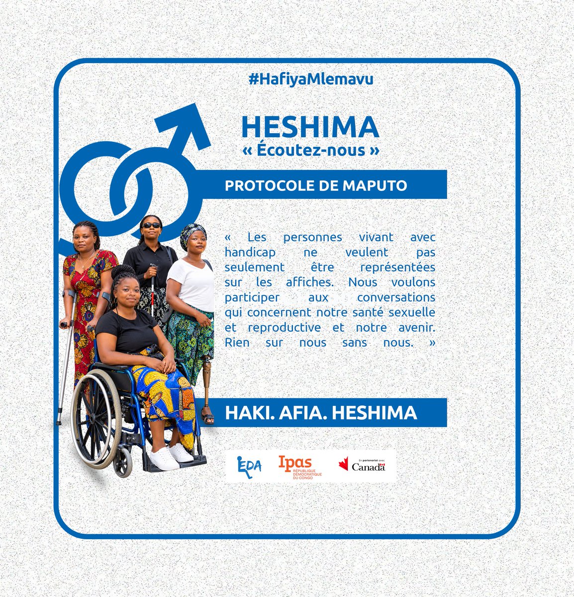 LydiaNgendahayo's tweet photo. Les personnes vivant avec handicap ne veulent pas être de simples visages sur les affiches. Elles veulent être écoutées, consultées et actrices des décisions qui concernent leur santé sexuelle et reproductive.
Rien pour nous sans nous. ✊🏾
#HafiyaMlemavu #EnableTheChange https://t.co/Nuva06MhEJ