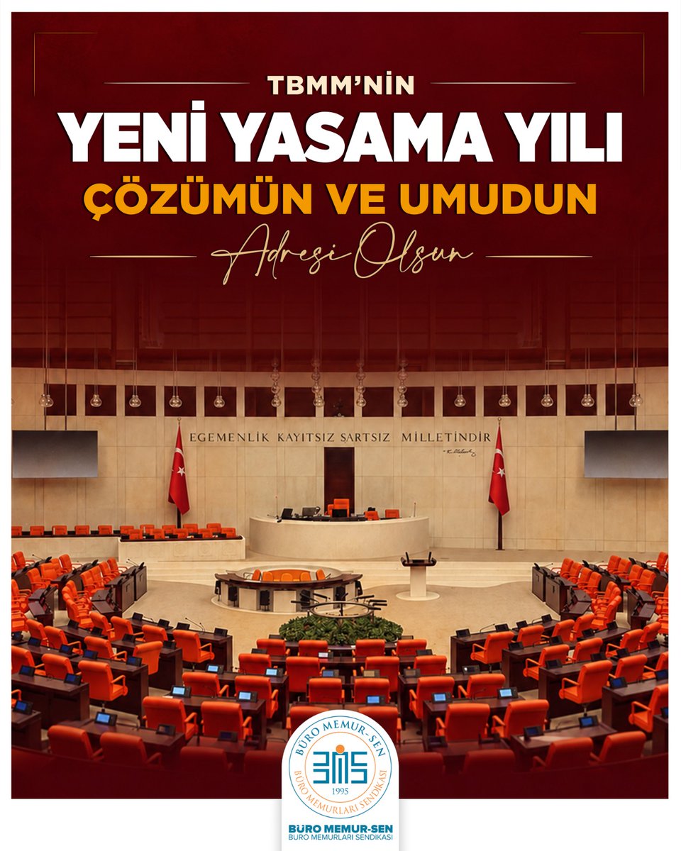 BuroMemurSen_'s tweet photo. YENİ YASAMA YILI; ÇÖZÜMÜN VE UMUDUN ADRESİ OLSUN

Cumhurbaşkanımız Sayın Recep Tayyip Erdoğan’ın katılımıyla açılışı gerçekleştirilecek olan Türkiye Büyük Millet Meclisi’nin 28. Dönem 5. Yeni Yasama Yılının ülkemize ve milletimize hayırlı olmasını diliyoruz.

Büro Memur-Sen olarak temenni ve beklentimiz; bu yeni dönemin, milyonlarca kamu görevlisinin refah seviyesini yükselten, kamu hizmetlerinde niteliği artıran ve çalışma hayatında biriken sorunları kalıcı çözümlere kavuşturan adımlara vesile olmasıdır.

Milli iradenin tecelligahı olan Yüce Meclisimizde görev yapacak milletvekillerimize ve Meclis çatısı altında fedakârca çalışan tüm kamu personeline, bürokratlara ve emeği geçen herkese verimli ve başarılı bir görev yılı diliyoruz.

Güçlü Memur, Güçlü Türkiye!

@TBMMresmi | @NumanKurtulmus