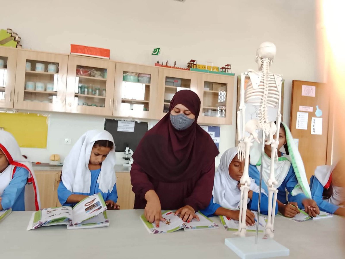 SELDGOS's tweet photo. Students of Class 4 at Government Girls High School Qadirpur, managed by RDF, District Jacobabad, explored the #humanskeleton through a hands-on Science activity. 

They observed the skeleton model, identified different bones, and actively participated in an interactive question-and-answer session.

Through this engaging learning experience, students understood how the skeleton provides shape and support, protects vital organs, and enables body movement.

#SELD #SindhSchools #GovernmentOfSindh #SindhEducation #ScienceLearning #LearningByDoing #ActivityBasedLearning @sardarshah1 @BBhuttoZardari @MinisterEduGos
