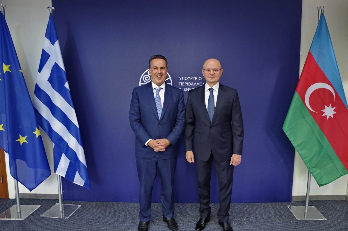 ParvizShahbazov's tweet photo. We discussed advancing our #energycooperation with Stavros Papastavrou, Minister of Environment and Energy of Greece within the 6th meeting of the Intergovernmental Commission in Athens. We exchanged views on the role of the Trans Adriatic Pipeline (#TAP) in ensuring Europe’s, including Greece’s, #energysecurity, as well as on #naturalgas supplies, #renewableenergy, #greenenergy interconnections and the #energytransition. Nearly 700 million cubic metres of natural gas were supplied from Azerbaijan to Greece during the first eight months of this year.