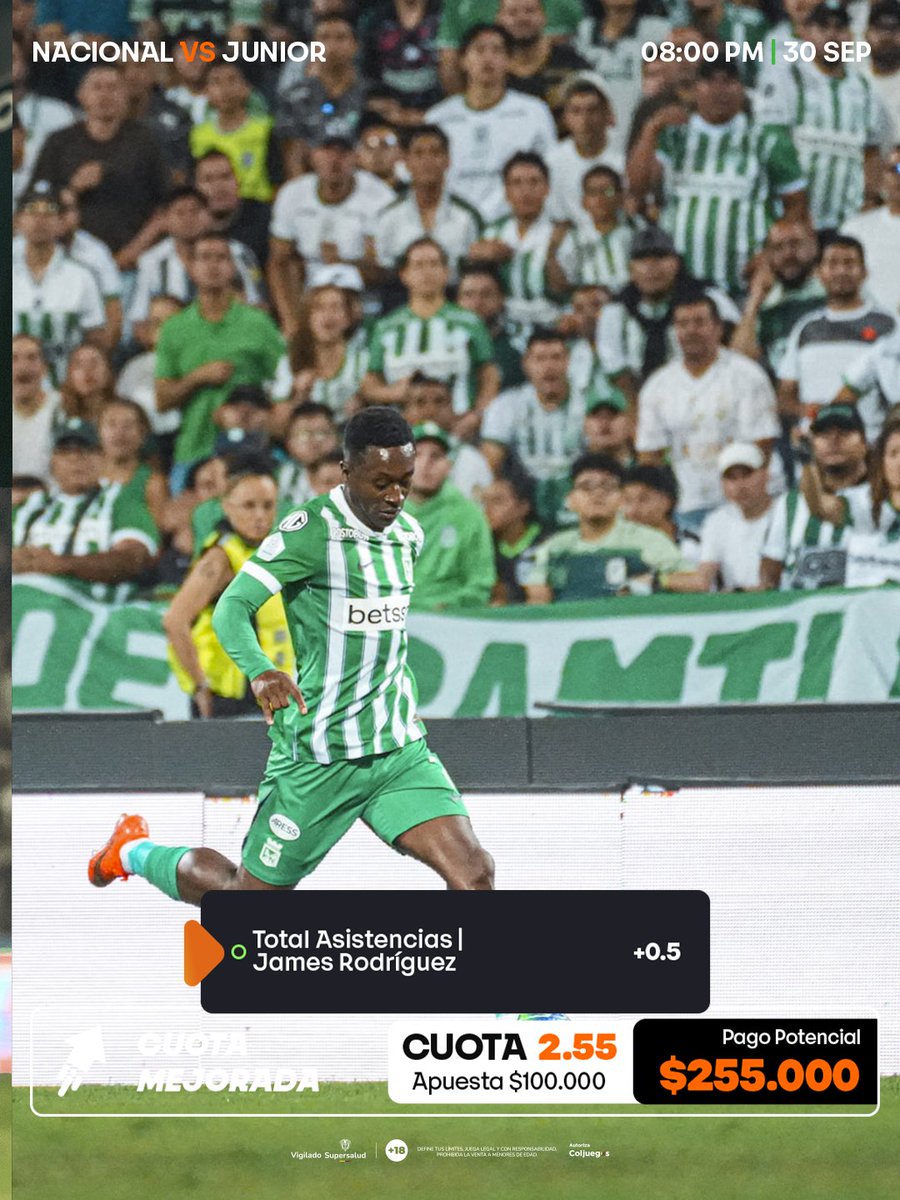 BetssonCo's tweet photo. 🔥 ¡SEGUIMOS EN LUCHA POR EL LIDERATO! 🟢⚪ @nacionaloficial

Recibimos a Junior en casa por 3 puntos clave. 💪

👀 Recuerda la goleada y descubre la cuota de nuestro #23.

🎁 Recibe tu bono: https://t.co/Jj6rM57WKV https://t.co/Hgy25SS49a