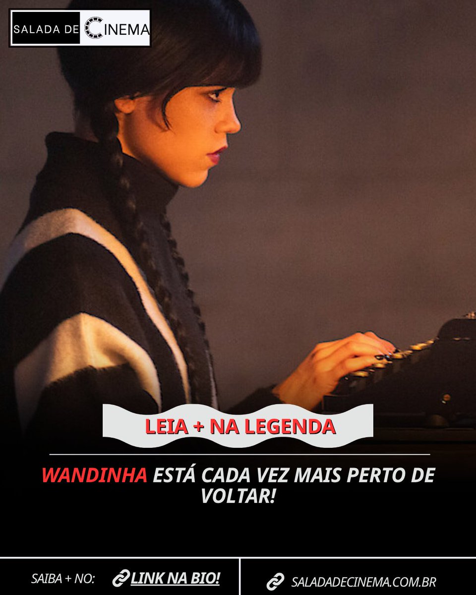 sdecinema's tweet photo. Após meses de poucas novidades sobre os próximos episódios, a Netflix confirmou nesta terça-feira, 30 de setembro, que as filmagens da 3ª temporada de Wandinha chegaram oficialmente ao fim.

Para marcar o anúncio, a plataforma divulgou uma nova imagem de Jenna Ortega como Wandinha Addams, desta vez sentada diante de uma máquina de escrever.

A conclusão das gravações representa mais um importante passo para o retorno da série, que agora seguirá para as próximas etapas de produção. Entretanto, a Netflix ainda mantém um dos principais mistérios: nenhuma data de estreia foi revelada.

Com Tim Burton novamente envolvido na direção, o terceiro ano dará continuidade a um dos maiores fenômenos do streaming desde a estreia da série em 2022.

E então, qual a sua expectativa para a 3ª temporada de Wandinha?

#wandinha #wednesday #jennaortega #netflix #netflixbrasil

Confira completo -> https://t.co/eSOa9lyK0C