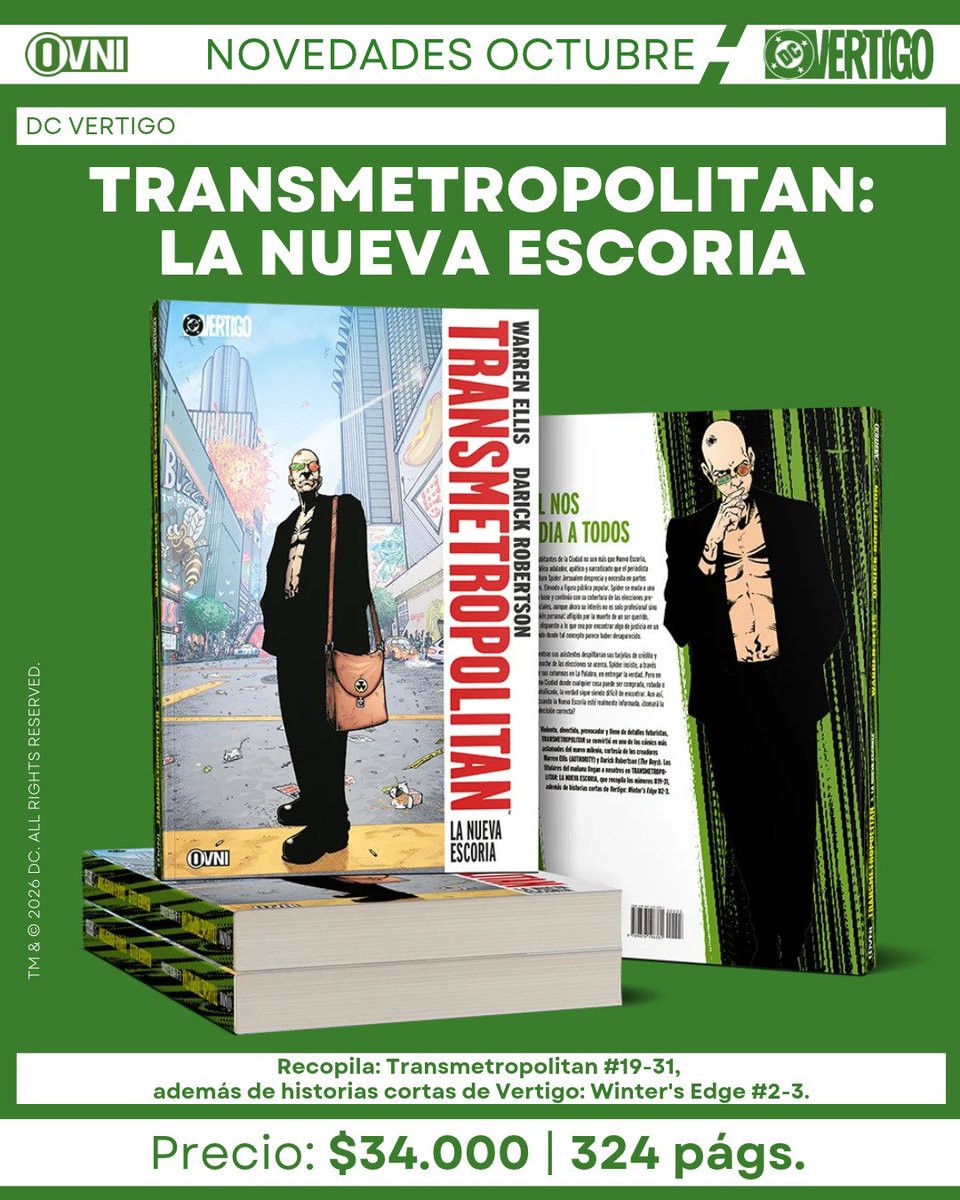 Ovnipressedit's tweet photo. [NOVEDADES] ¡Este viernes también llegará a las tiendas TRANSMETROPOLITAN: LA NUEVA ESCORIA!

ÉL NOS ODIA A TODOS.
 
#Transmetropolitan #Comic #Vertigo #OvniPress  #DCComics https://t.co/snBmz8afS9