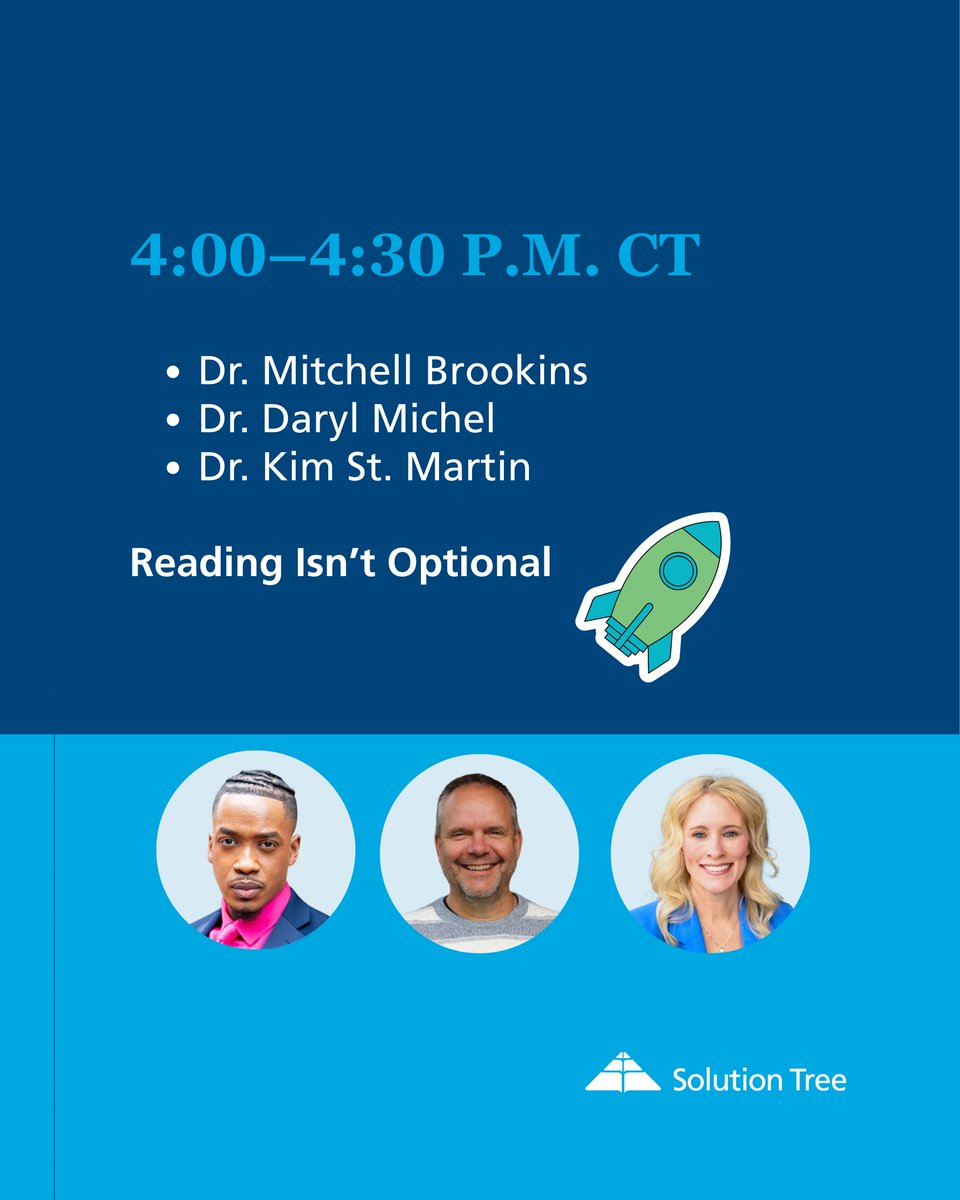 SolutionTree's tweet photo. Day 2 at #TRLConf2026 is packed with opportunities to meet Solution Tree authors and literacy experts. 📚✨

Stop by Booth #309 on Thursday, October 1 for three author meet-and-greet sessions throughout the day:

12:30–1:00 P.M. CT: Dr. Molly Ness, founder of Dirigo Literacy
2:00–2:30 P.M. CT: Dr. Sarah Brown, Dr. Stephanie Stollar, Beth Madden, and Dr. Kelly Powell-Smith, authors connected to MTSS for Reading Improvement and Routines for Reading Results
4:00–4:30 P.M. CT: Dr. Mitchell Brookins, Dr. Daryl Michel, and Dr. Kim St. Martin, contributors to Reading Isn’t Optional

Come connect, ask questions, and talk literacy with the people behind the work.

📍 Solution Tree Booth #309
📅 Thursday, October 1

#TRLConf2026 #TheReadingLeague #Literacy #ScienceOfReading #MTSS #ReadingInstruction #AuthorMeetAndGreet #SolutionTree