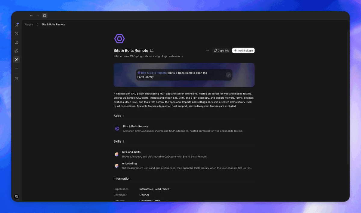 mylifcc's tweet photo. 这个才是昨天的重头戏！！OpenAI 刚开源了一个很重要的新仓库：openai/mcp-extensions。把 MCP 从工具协议，往完整的 AI App 平台推。

以前 MCP 解决的是：模型怎么调用你的工具。

现在这套 Extensions 开始解决另一件事：你的产品怎么直接长进 ChatGPT 里。

它已���支持：

Sidebar 入口、Thread 内独立面板、文件类型自定义 Viewer、Composer 里的 @mention、原生设置页、表单/图片选择器、Deep Link，甚至还能对文件做读写。

这意味着以后做一个视频 AI 产品，不一定只是暴露几个 generate_video、upscale MCP tool。

你完全可以让它变成：

ChatGPT 左侧直接打开视频工作台；
用户拖进一个 .mp4，自动进入你的 Viewer；
输入框里 @某个素材；
表单里选模型、时长、分辨率；
Agent 再通过 MCP 调后端真正执行任务。

这时候 MCP 已经很难只叫“工具协议”了。

我更愿意把未来的 AI App 拆成四层：

Skill：告诉 Agent 怎么做事
MCP：给 Agent 能力
MCP App：给用户交���界面
MCP Extensions：把整个 App 嵌进 ChatGPT