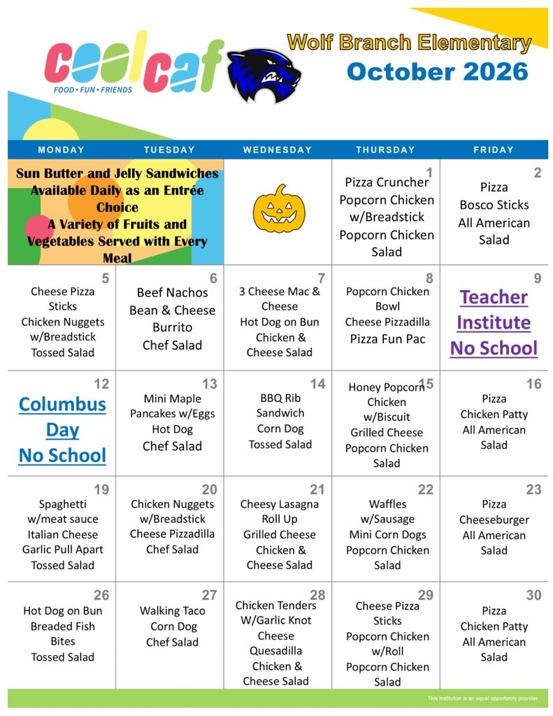 wbsd113's tweet photo. October, 2026 Lunch Menus
for the
Elementary School and 
Middle School https://t.co/bhoL9sBJV0